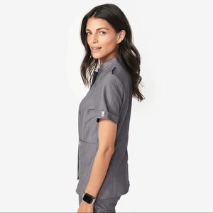 Graphite FIGS Lira Epaulet Scrub Top